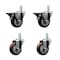 Service Caster 3.5'' Maroon Polyurethane Swivel 7/8'' Square Stem Caster Set 2 Brakes, 4PK SCC-SQ20S3514-PPUB-MRN-PLB-78-2-S-2 - alternate 1